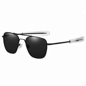 Lunettes de soleil aviateur polarisées pour homme avec double pont et verres sombres.