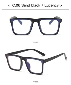 Close-up detail of retro square optical eyeglasses in sand black finish showing frame structure.