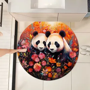 Tapis de Sol Rond en Terre de Diatomées de Nouveau Style Chinois Tapis de Bain Absorbant Antidérapant pour Salle de Bains Couloir Décoration