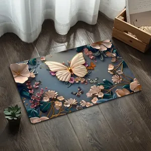 3D Butterfly Diatomite Floor Mat Absorbent Quick-Drying Soft Bathroom Mat Anti-Slip