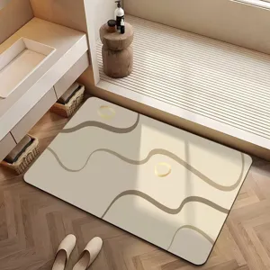 Tapis de Sol en Terre de Diatomées Luxe Français Absorbant Antidérapant Tapis de Bain Moderne Minimaliste