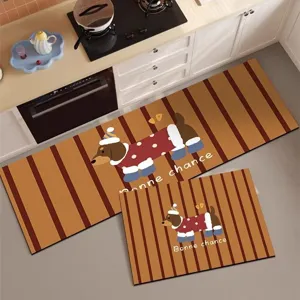 Tappeto Cucina Cane Bassotto Cartone Animato Antiscivolo Assorbente in Velluto per Casa