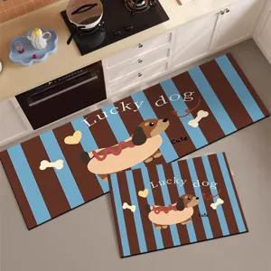 Tappeto da cucina carino bassotto cartone animato antiscivolo velluto morbido assorbente.