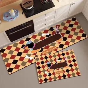 Set di tappetini da cucina bassotto con fondo antiscivolo, assorbente e facile da pulire morbido.