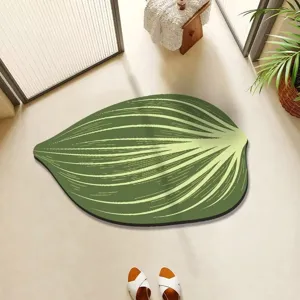 Leaf shaped bath mat, soft absorbent non-slip diatomaceous floor mat for bathroom and home.