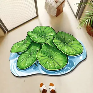 Fresh Green Leaf Diatom Mud Floor Mat Non Slip Water Absorbent Quick Drying Soft Mat For Bathroom Entryway