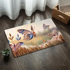 3D butterfly diatomaceous earth bath mat, super absorbent quick drying soft floor mat for bathroom.