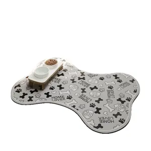 Alfombrilla para Comedero de Mascota de Tierra de Diatomeas Forma de Hueso Antideslizante