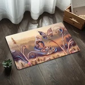 3D butterfly diatomaceous earth bath mat, anti-slip soft water-absorbing floor mat for bathroom.