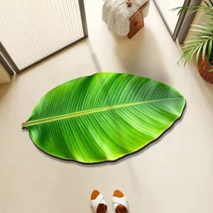 Leaf shaped diatom mud bathroom mat, soft absorbent non-slip floor carpet for home decoration.