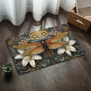 Tappeto antiscivolo assorbente in terra di diatomee libellula vintage americana per bagno