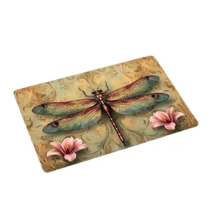 Tappeto da bagno antiscivolo in terra diatomacea con libellula vintage per la casa.