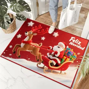 Weihnachtliche Fußmatte süße Cartoon Weihnachtsmann Rentier Matte für den Flur daheim