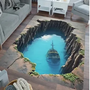 3D Visual Illusion Crystal Velvet Area Rug Non-Slip Living Room Coffee Table Sofa Blanket Bedroom Decorative Floor Mat