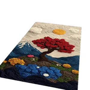 Crystal velvet printed floor mat, living room coffee table sofa rug and bedroom decor rug.