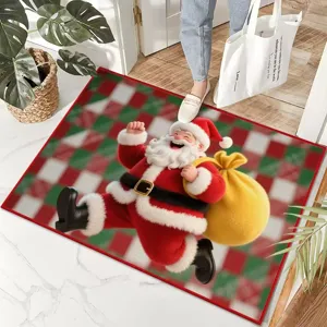 Weihnachten Kristall Samt Fußmatte Cartoon Urlaub Dekor Eingang rutschfeste Bodenmatte