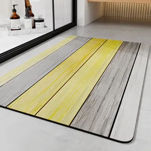 Minimalist wood grain pattern bath mat, absorbent quick-drying floor mat for bathroom doorway.