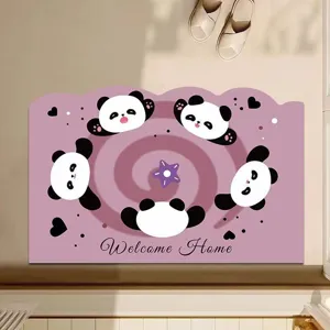 Cartoon Panda Kieselgur Badematte, saugfähig, schnell trocknend, rutschfeste Fußmatte für Tür.