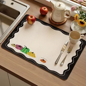 Tappetino scolapiatti da cucina assorbente per piano d'appoggio con design a zucca.