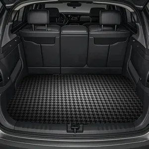 Houndstooth pattern car trunk mat crystal velvet anti-slip dirt resistant universal fit