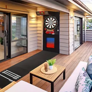 Diatomite dart mat detail view, non-slip absorbent training rug for game room and balcony.