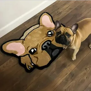 Tappeto tufting a forma di bulldog francese carino tappetino in peluche soggiorno camera