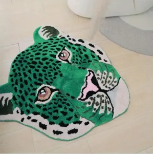Tappeto testa di leopardo in morbido eco cashmere soffice forma animale per salotto