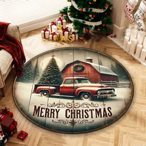 Alfombra redonda de terciopelo de cristal decorativa navideña americana para sala hogar