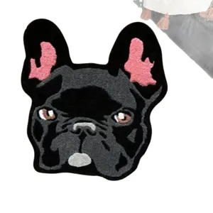 Tappeto in ecocashmere a forma di bulldog francese, morbido tappeto per sedia, tappetino da terra.