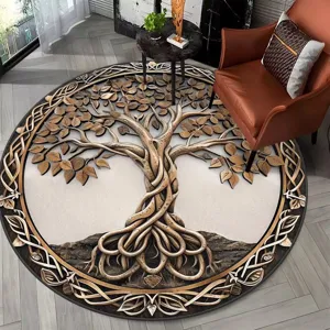 3D visuele boom kristal fluweel rond tapijt woonkamer slaapkamer antislip decor
