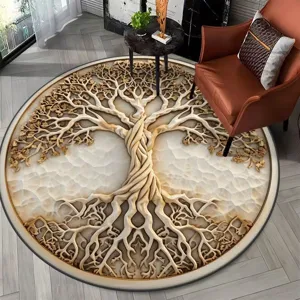 3D visuele boom kristal fluweel rond tapijt woonkamer slaapkamer salontafel mat decor
