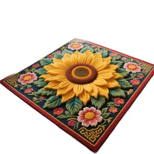 Tappeto Girasole 3D in Velluto di Cristallo per Soggiorno Camera da Letto Floreale