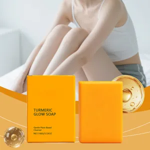 Savon éclatant au curcuma doux pour le corps et la peau, soin nettoyant aux plantes.