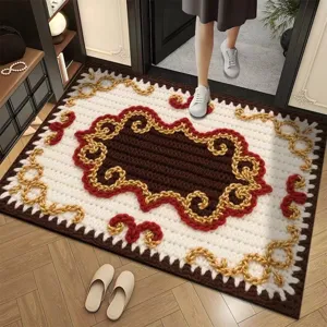 Chinese style knitted texture diatom mud absorbent floor mat for entryway and bathroom.