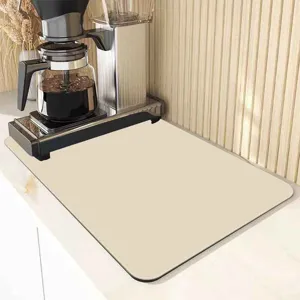 Coffee maker mat for kitchen counter, absorbent diatomaceous earth soft mat, dish drying pad.