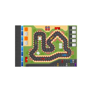 Tapis de jeu circuit de course pour enfants, tapis de sol dessin animé coloré chambre.