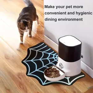 Halloween spiderweb pet feeding mat non-slip waterproof cat food bowl placement pad