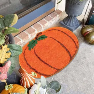 Pumpkin shape door mat non-slip absorbent area rug for autumn home hallway decor