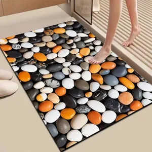 Non-slip pebble bath mat, absorbent diatomaceous earth floor mat for bathroom use.