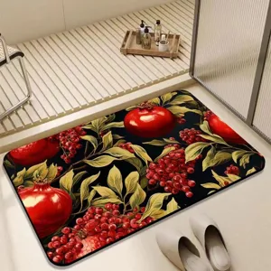 Detailansicht der Granatapfel Kieselgur Badematte mit saugfähiger und rutschfester Oberfläche.