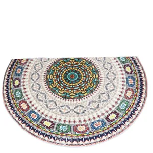Bohemian semi-circular floor mat anti-slip entrance doormat for home bathroom use