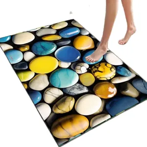 3D stone pebble diatomite bath mat, non-slip absorbent floor mat for home bathroom use.