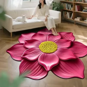 Grand tapis de sol 3D en forme de fleur antidérapant pour salon chambre décoration