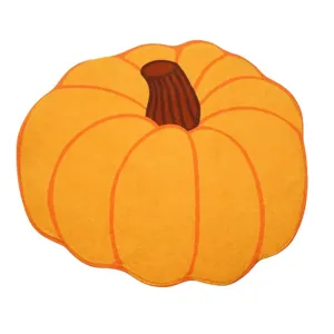 Thanksgiving Pumpkin Shape Area Rug Fluffy Soft Non-Slip Bath Mat Door Mat Home Decor