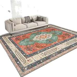 Persian style area rug for living room, vintage large carpet for coffee table decor