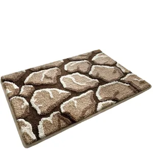 Plush pebble pattern bathroom floor mat, thick absorbent anti-slip rug for entryway and home decor