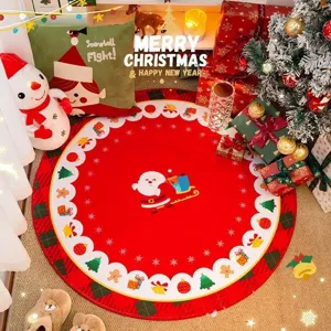 Christmas round rug crystal velvet holiday festive home decor mat detailed view pattern show
