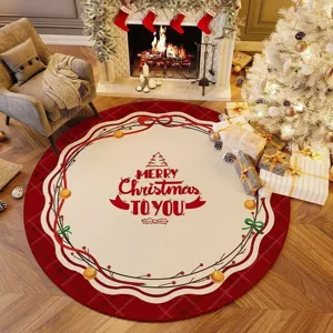 Christmas round rug crystal velvet living room bedroom festive decoration carpet holiday mat