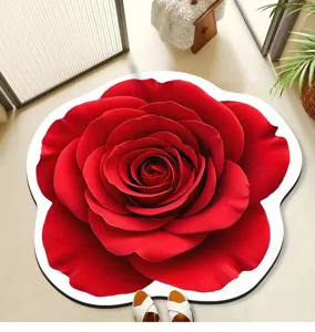 3D Rosenform saugfähige Fußmatte, rutschfeste Badezimmermatte für die Heimdekoration.