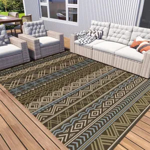 Moroccan geometric outdoor rug for patio living room modern non-slip woven area carpet decor